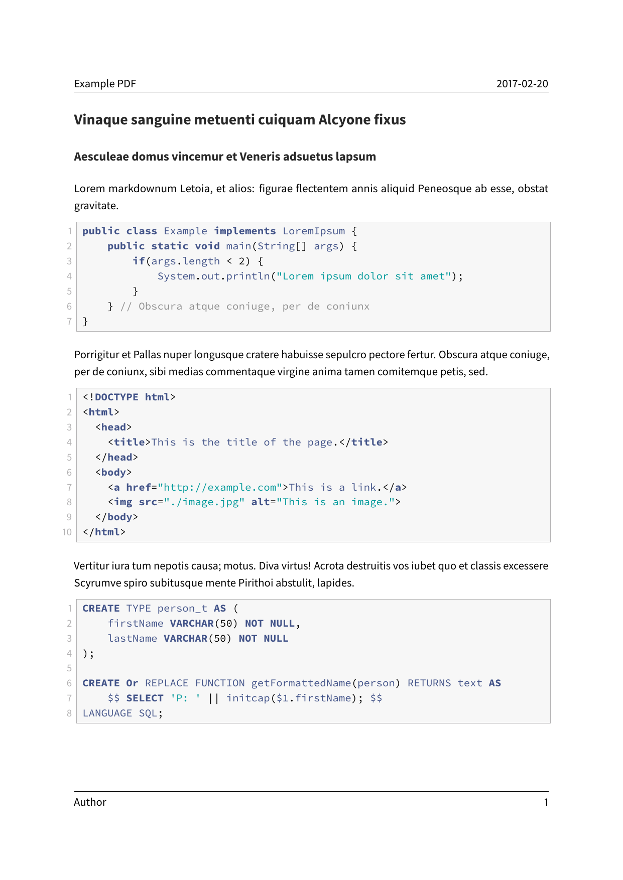 Code blocks styled with listings