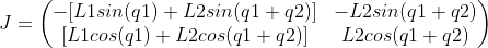 Jacobian matrix J