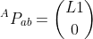 Vector P sub "a" "b" in frame A equals column vector L1 0