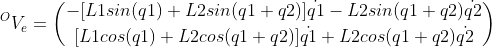 Velocity term as derived by taking the time derivative of the position vector from "a" to "e" in frame O