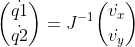 Equation of required joint velocities equals inverse Jacobian times desired end-effector velocities