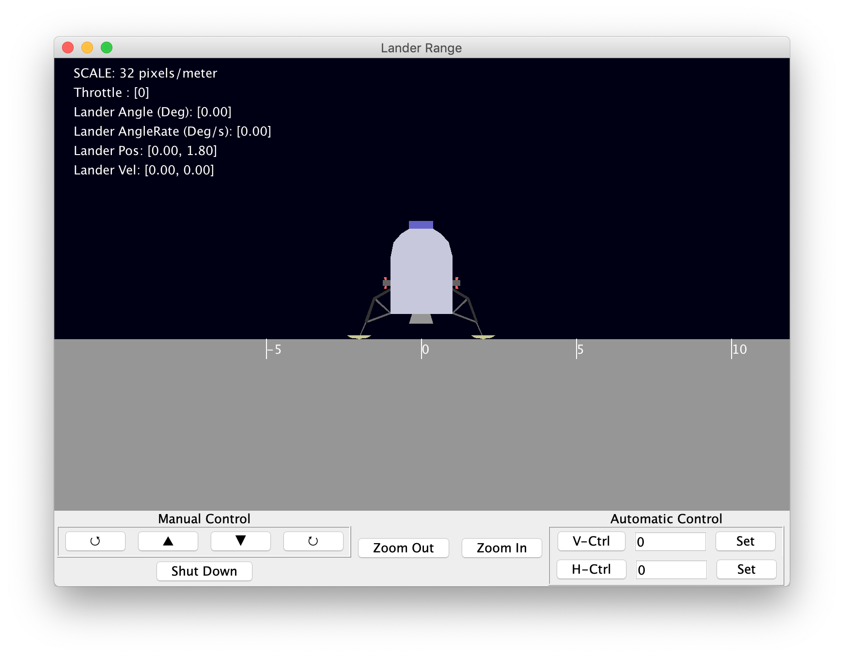 Graphics CLient Showing Lander on the ground