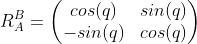 R subscript A superscript B equals rotation matrix from previous image